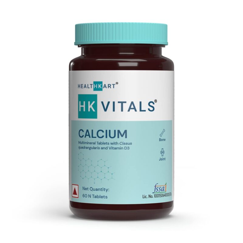 HealthKart HK Vitals Calcium + Vitamin D3 Supplement, 60 Calcium Tablets