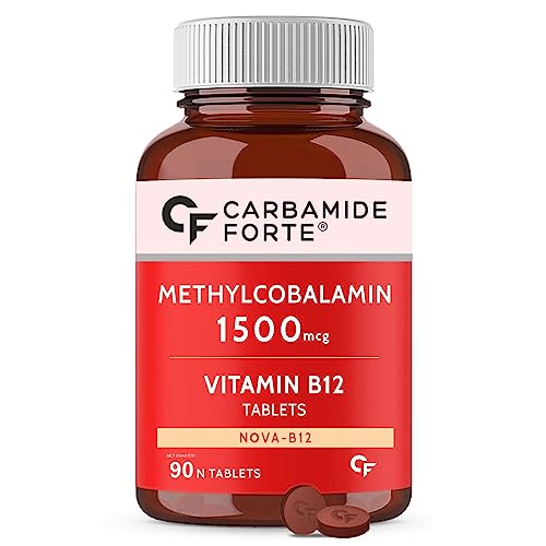 Carbamide Forte Vitamin B12 Tablets 1500mcg -Active form of Methylcobalamin B12 Supplement for Men & Women- 90 Veg Tablets