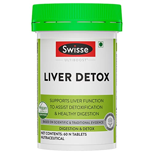 Swisse Liver Detox with High Strength 5000mg Milk Thistle, Turmeric & Choline for Protection Against Fatty Liver, Liver Health and Detox - 60 Tablets