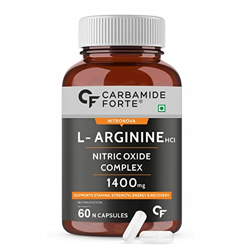 Carbamide Forte Nitric Oxide Supplement 1400mg with L-Arginine HCL, AAKG, L Citrulline Malate, Beet Root Extract & Caffeine – 60 Veg Capsules