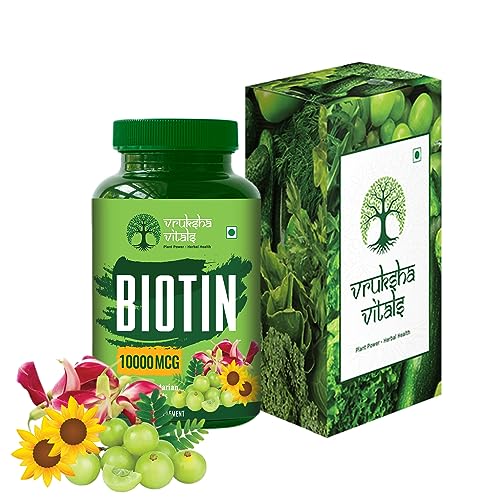Vruksha Vitals Biotin 10000 mcg per tablet (from Sesbania Grandiflora) tablets - Biotin 10000mcg for Hair Growth, Nails and Skin - Image 2