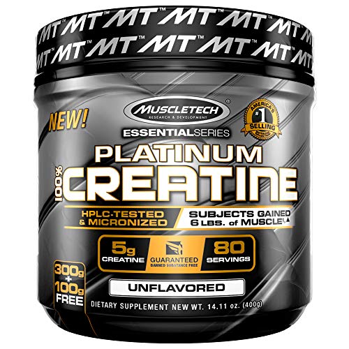 Muscletech Platinum 100% Creatine Powder (Unflavoured - 400g), Scientifically Researched to Build Muscle - Increase Muslce Power, Boost Strength & Enhance Performance
