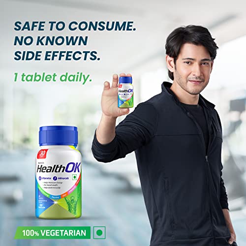 Health OK Multivitamin with Natural Ginseng, Taurine power, Daily Energy, alertness, Vitamin D, C & other 18 multivitamins minerals, for Overall Health, 30 Tablets (Veg) x Pack of 1 - Image 5