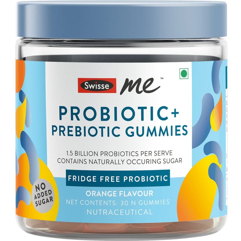 SwisseMe Probiotics + Prebiotic Gummies - 30 Gummies (One Gummy Per Serving) Orange Flavour