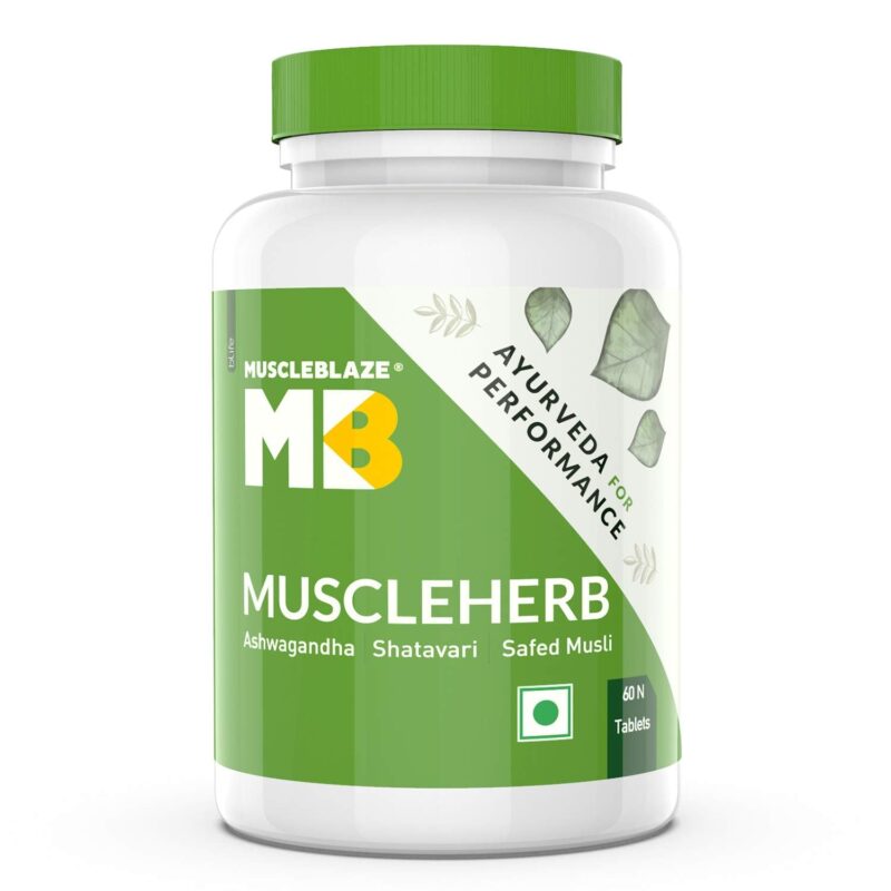MuscleBlaze MuscleHerb, Ashwagandha, Shatavari and Safed Musli - 60 Tablets