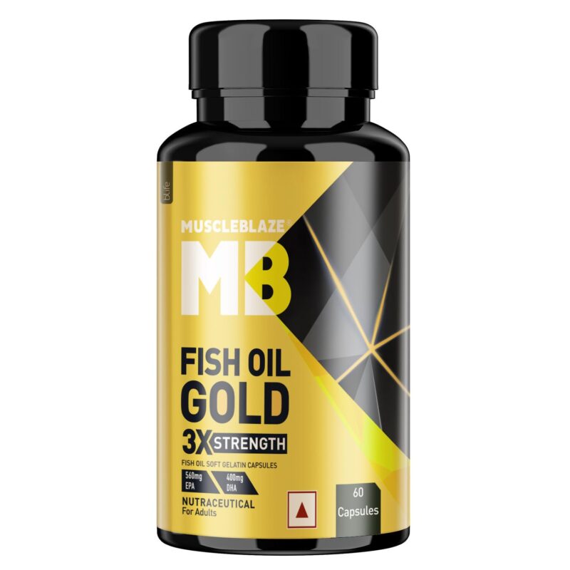 MuscleBlaze Omega 3 Fish Oil Gold 1250mg, 60 Omega 3 Fish Oil Capsules