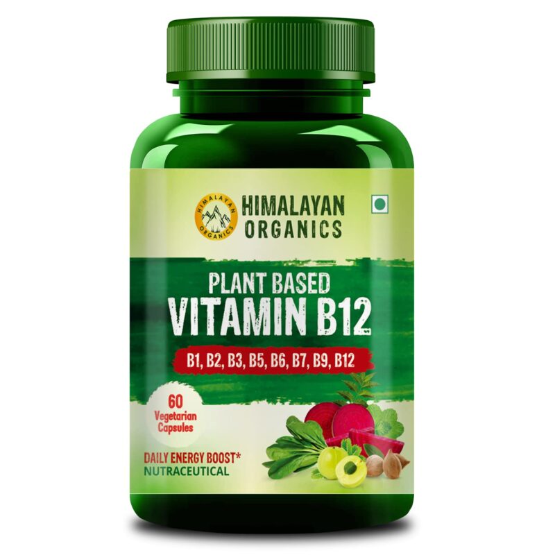Himalayan Organics Plant Based Vitamin B-12 | Natural Wheat Grass, Moringa, Alfalfa (60 Capsules)