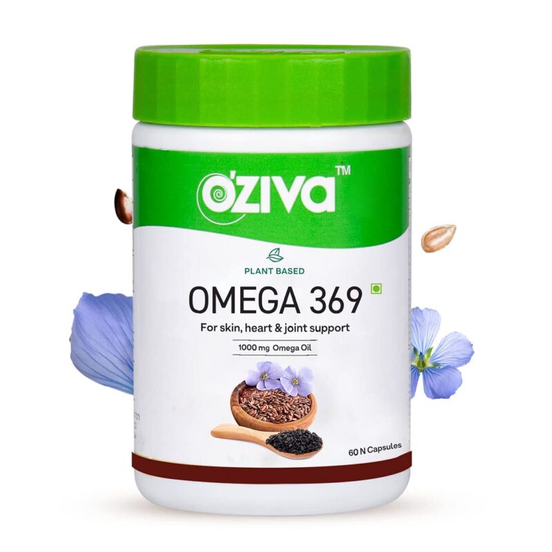 OZiva Plant Based Omega 3 6 9 Multivitamin Supplement for Men & Women, 60 Capsules