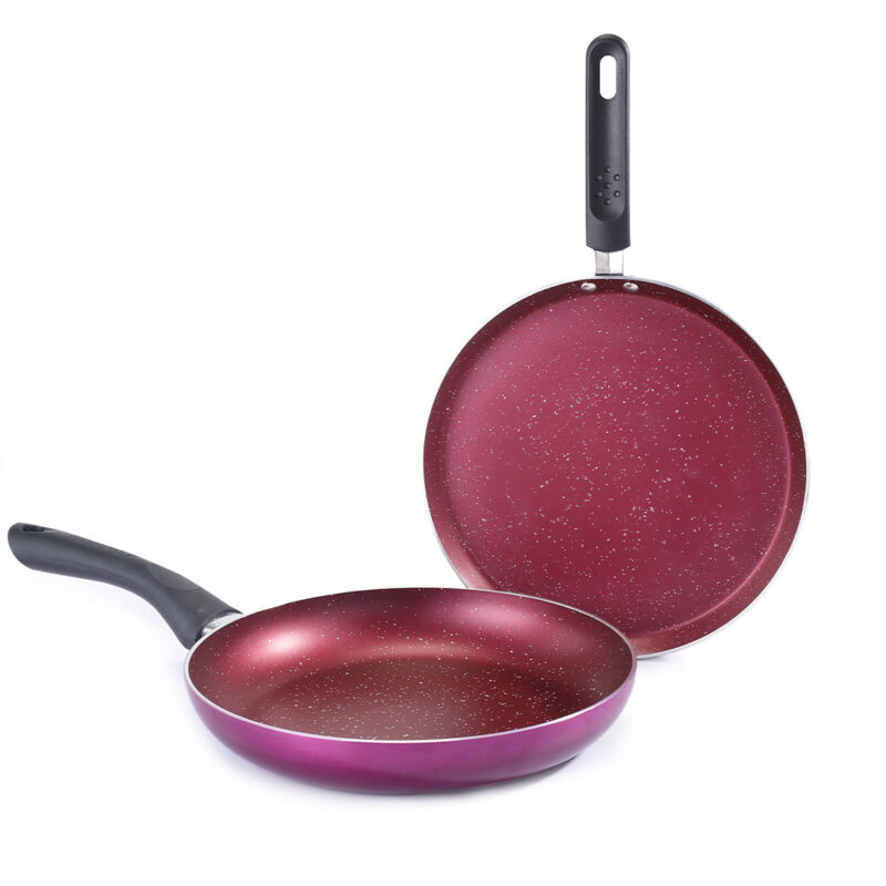Bandhan Non-Stick Cookware 2 Pcs. Set | Dosa Tawa and Fry Pan | 100% PFOA Free Coating | Pure Grade Virgin Aluminium | Compatible with Multiple Cooktops | Red and Purple | 2 Year Warranty - Image 7