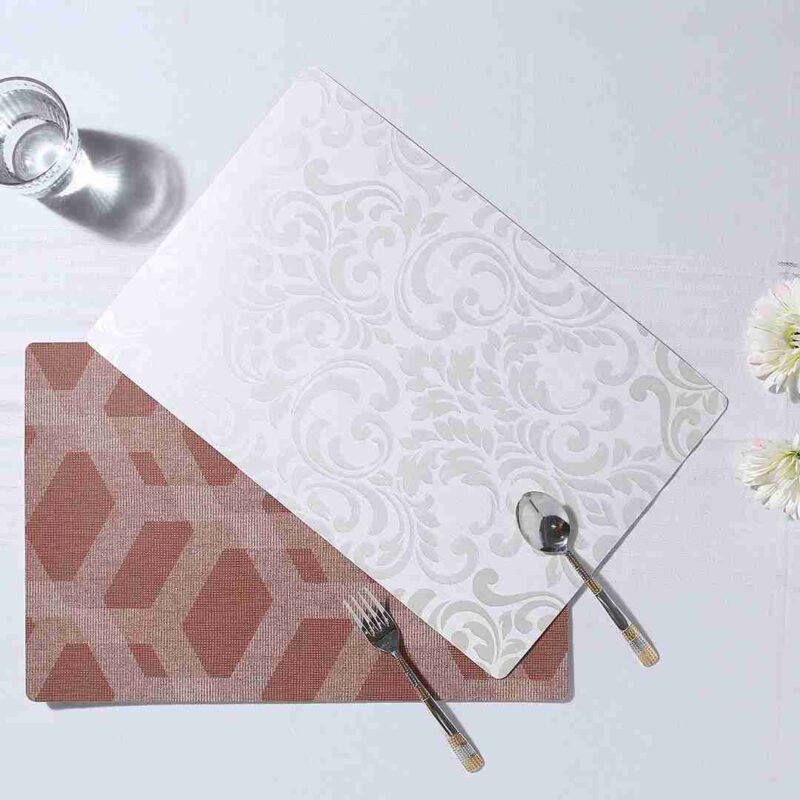 Valentina Reversible Damask & Geometric Placemat Set of 6 - Image 7