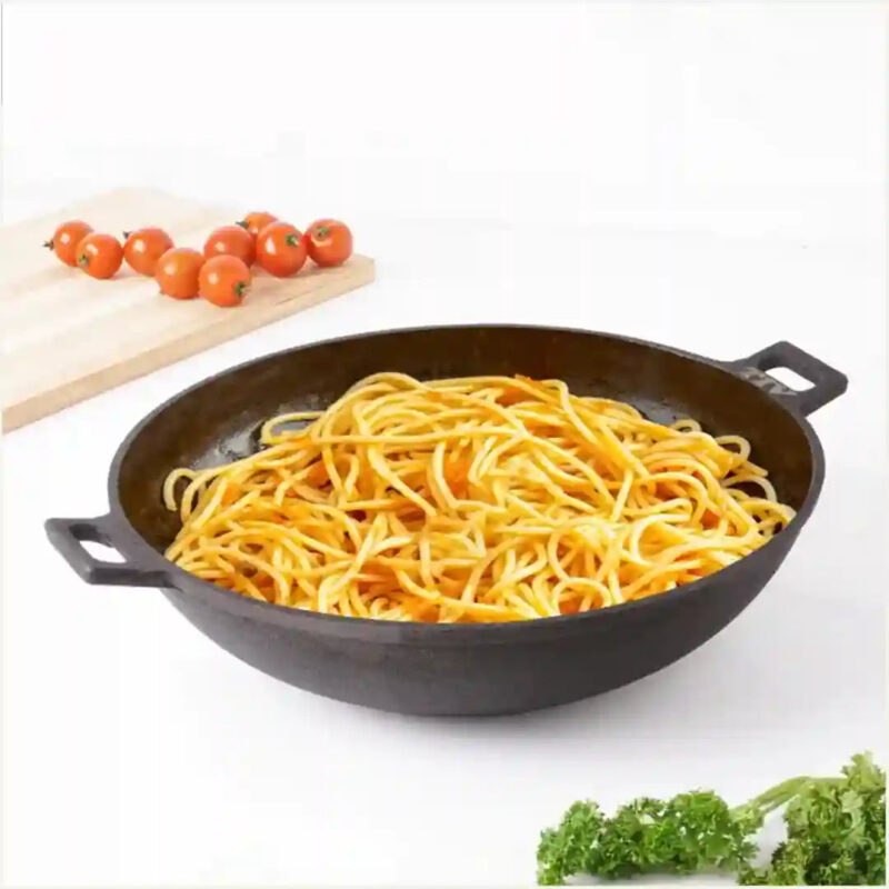 CASTrong Cast Iron Wok Kadai, Pre-seasoned, 100% Pure, Toxin-free, 31cm, 3.2L, 2.8kg - Image 6