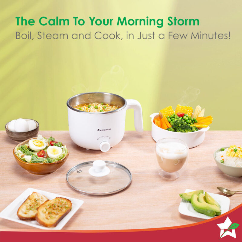 Luxe Multi Cook Kettle | Dual Power Modes | Quick Boiling | Automatic Shut-Off | Overheat Protection | Boil-Dry Protection | Egg Stand | Steamer Pot | Anti-Rust Stainless Steel | Cool Touch Exterior | 1.2 L | 600W | Ivory | 2 Years Warranty - Image 2