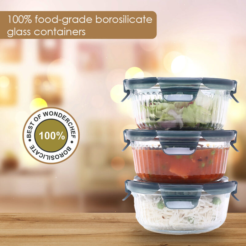 Verona Lunch Box Set of 3 Pcs, 400 ml, Leak Proof, Air Tight, Microwave Safe - Image 2