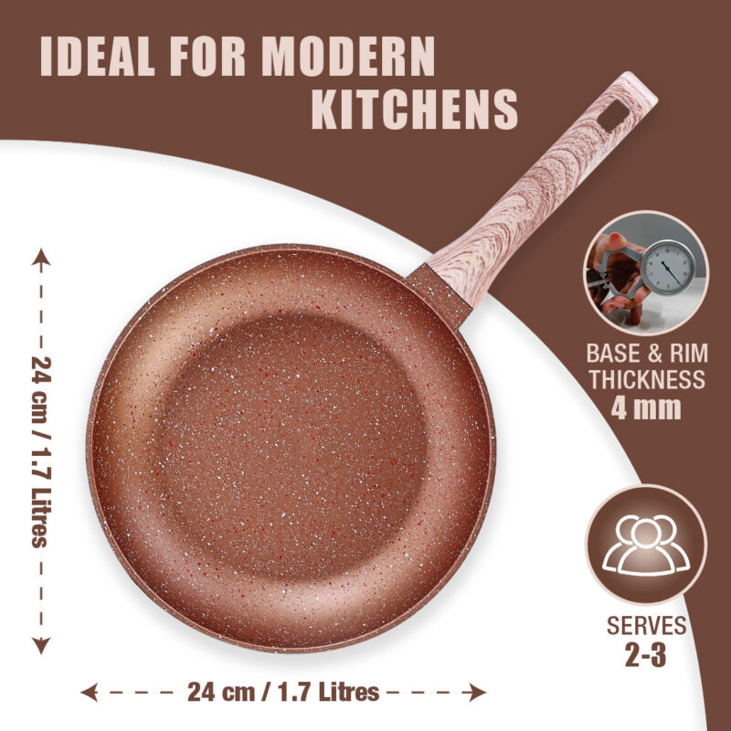 Duralife Die-cast 24 cm Fry Pan | 5 Layer Healthy Duramax Non-Stick Coating | Soft Touch Handle | Pure Grade Aluminium | PFOA Free | 1.7 litres | 2 Year Warranty | Copper - Image 4