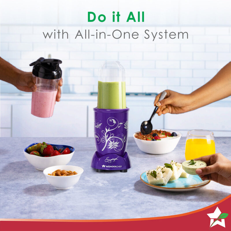 Nutri-blend Mixer Grinder Blender, Smoothie Maker, 3 Unbreakable Jars (Blending, Grinding, and Sipper Jar), 500W 22000 RPM 100% Full Copper Motor, SS Blades, 2 Year Warranty, Purple - Image 4