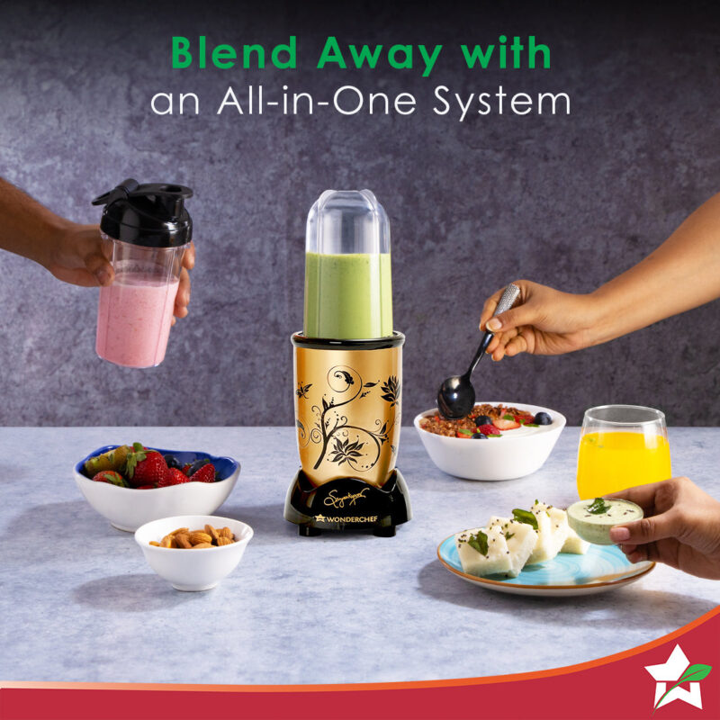 Nutri-blend Mixer Grinder Blender, Smoothie Maker, 3 Unbreakable Jars (Blending, Grinding, and Sipper Jar), 500W 22000 RPM 100% Full Copper Motor, SS Blades, 2 Year Warranty, Champagne - Image 4