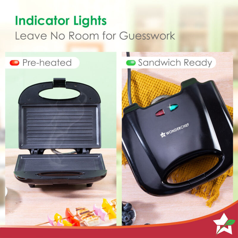 Prato Plus Griller Auto Temp Control, LED indicator | 800 W | Non-stick Coated Plates | Oil Free Toasting| Easy to Clean| 1 Year Warranty - Image 4