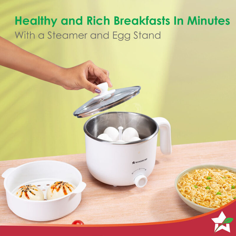 Luxe Multi Cook Kettle | Dual Power Modes | Quick Boiling | Automatic Shut-Off | Overheat Protection | Boil-Dry Protection | Egg Stand | Steamer Pot | Anti-Rust Stainless Steel | Cool Touch Exterior | 1.2 L | 600W | Ivory | 2 Years Warranty - Image 4