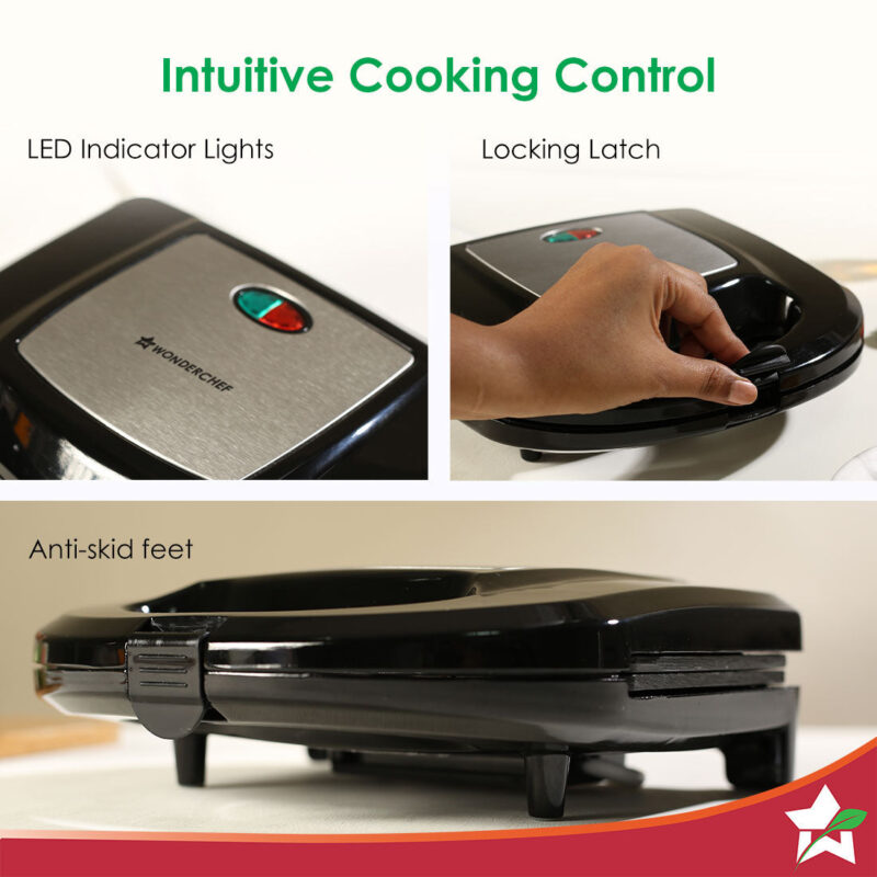 Ultima Sandwich Maker | 800 Watt | LED Indicator Lights | Non-Stick Coated Plates | Locking Latch | Energy Efficient | Dual-Sided Cooking Plates | Auto Thermostat Feature | Anti-Slip Base | Easy to Clean | 2 Years Warranty - Image 4