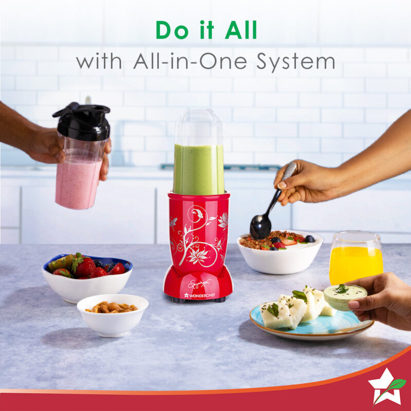 Nutri-blend Mixer Grinder Blender, Smoothie Maker, 3 Unbreakable Jars (Blending, Grinding, and Sipper Jar), 500W 22000 RPM 100% Full Copper Motor, SS Blades, 2 Year Warranty, Red - Image 4