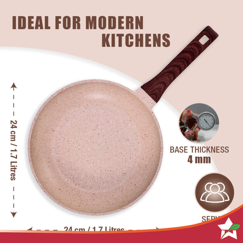 Duralife Die-cast 24 cm Fry Pan | 5 Layer Healthy Duramax Non-Stick Coating | Soft Touch Handle | Pure Grade Aluminium | PFOA Free | 1.7 litres | 2 Year Warranty | Ivory - Image 5