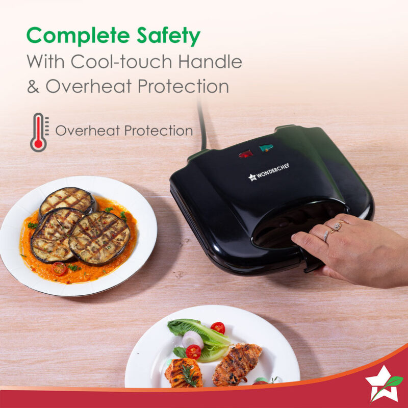 Prato Plus Griller Auto Temp Control, LED indicator | 800 W | Non-stick Coated Plates | Oil Free Toasting| Easy to Clean| 1 Year Warranty - Image 5