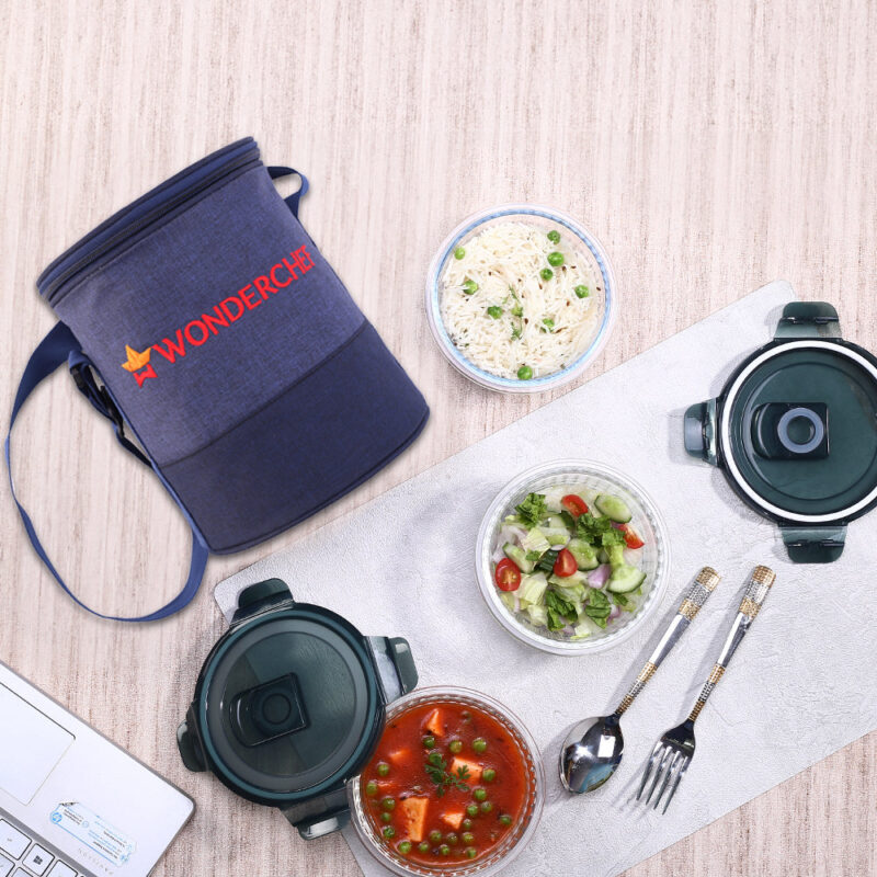 Verona Lunch Box Set of 3 Pcs, 400 ml, Leak Proof, Air Tight, Microwave Safe - Image 4