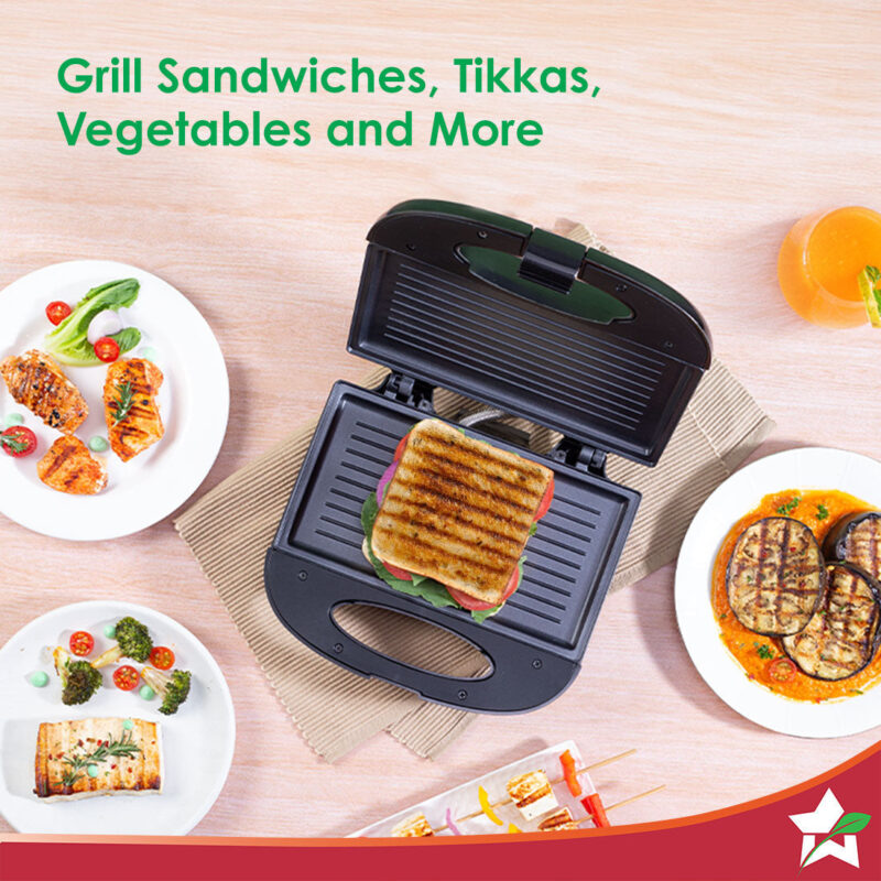 Prato Plus Griller Auto Temp Control, LED indicator | 800 W | Non-stick Coated Plates | Oil Free Toasting| Easy to Clean| 1 Year Warranty - Image 6