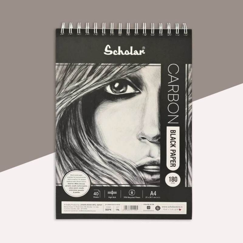 A4 Scholar Black Toned Paper Sketchbook - 40 Sheets ( Pack of 1 )