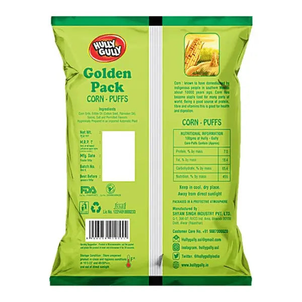 20x Hully Gully Golden Pack Nimbu Masala Corn Puffs - Pack of 20 -130g each - Image 2