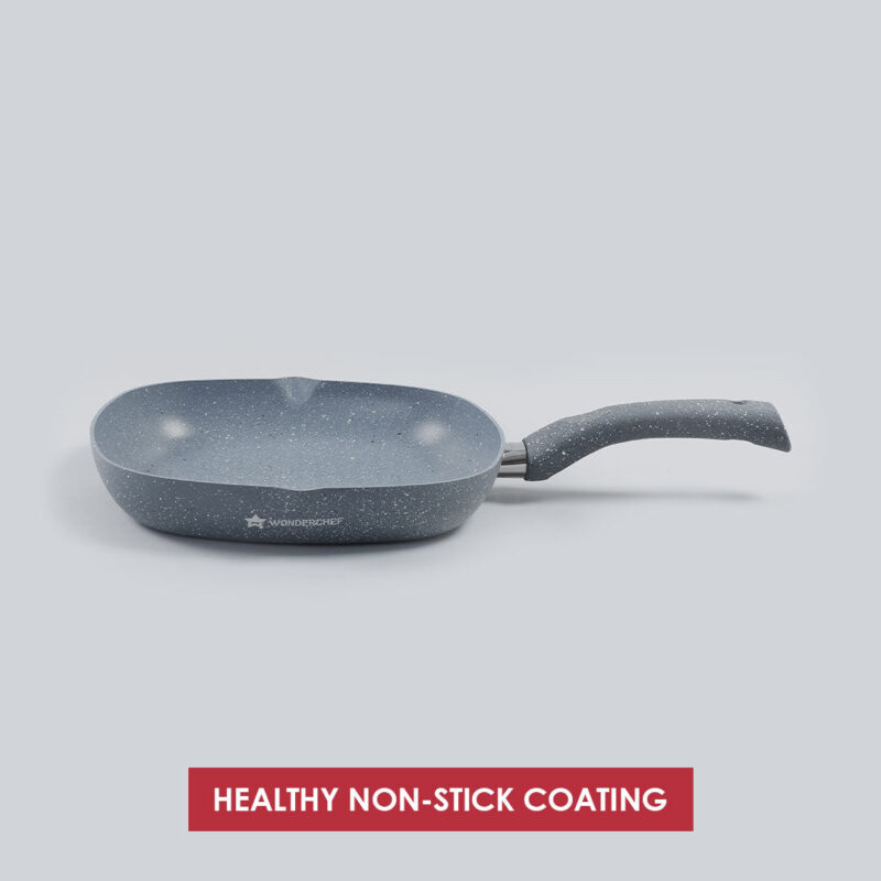 Granite Non-Stick 24cm Grill Pan | Soft-Touch Handles | Virgin Aluminium | PFOA and Heavy Metals Free | 3.5mm Thickness | 1.8 litres | 2 Year Warranty | Grey - Image 3