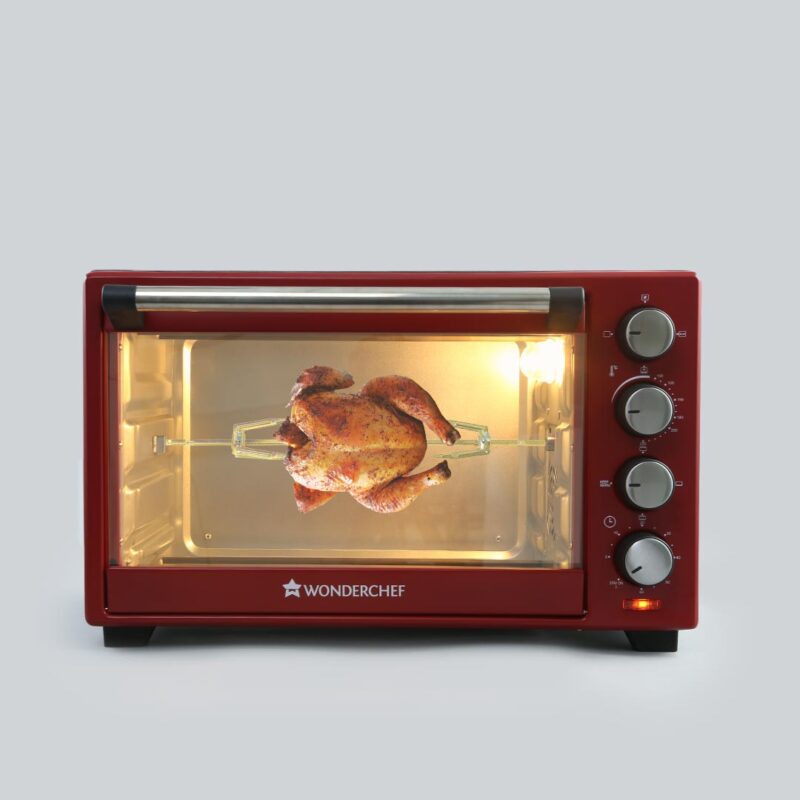 Wonderchef Renewed Oven Toaster Griller (OTG) Crimson Edge - 28L | Auto-shut Off | Heat-resistant Tempered Glass | Multi-stage Heat Selection | 1600W | Red - Image 9