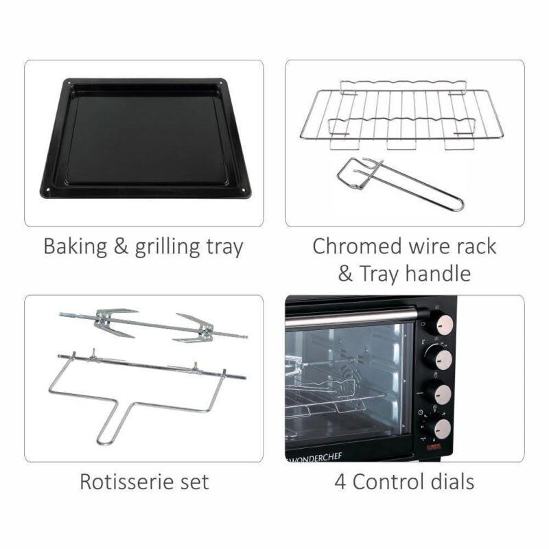 Wonderchef Renewed Oven Toaster Griller (OTG) - 28L | Black with Rotisserie | Auto-shut off | Heat-resistant Tempered Glass | Multi-stage Heat Selection - Image 12