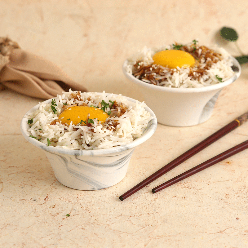 Teramo Stoneware Japanese Bowl 210 ml - Marble White (Set of 2) - Image 5