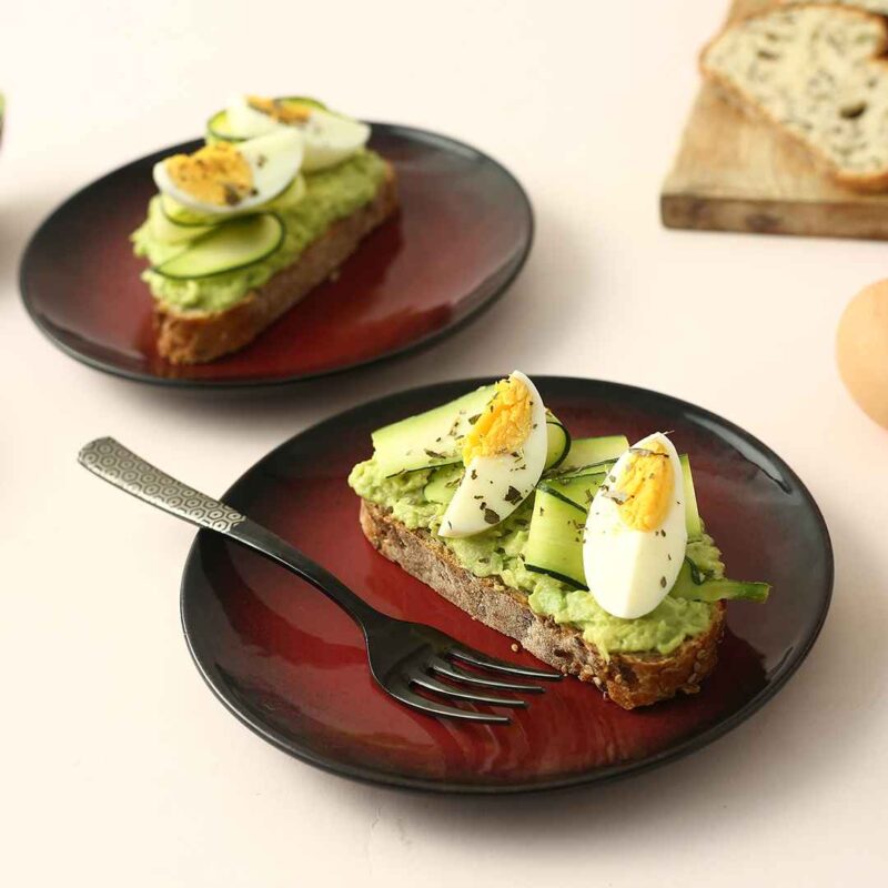 Royal Velvet Grill Pan 24cm Red + Teramo Qtr. Plates Set of 2, Gift Combo, For Family and Friends, Gift for Diwali and Festivals, House Warming - Image 2