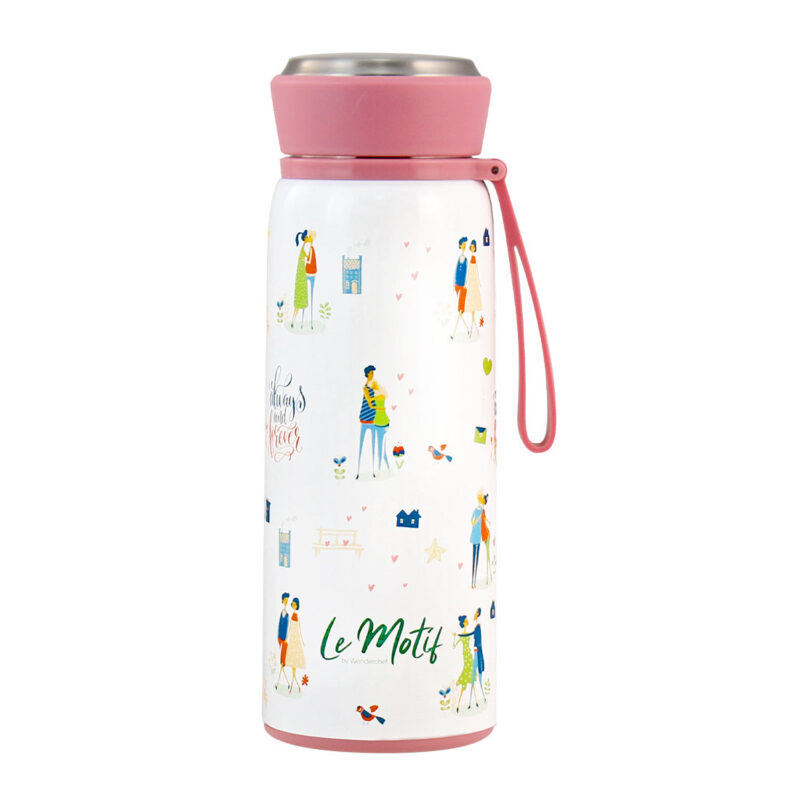 Le Motif L'amour, 420ml, Stainless Steel Double wall Water Bottle, 3D Embossed Design, Spill & Leak Proof, 2 Years Warranty - Image 7
