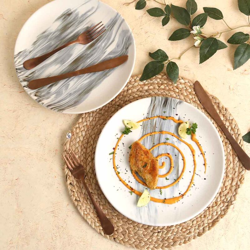 Teramo Stoneware 10" Dinner Plate - Marble White (Set of 2) - Image 7