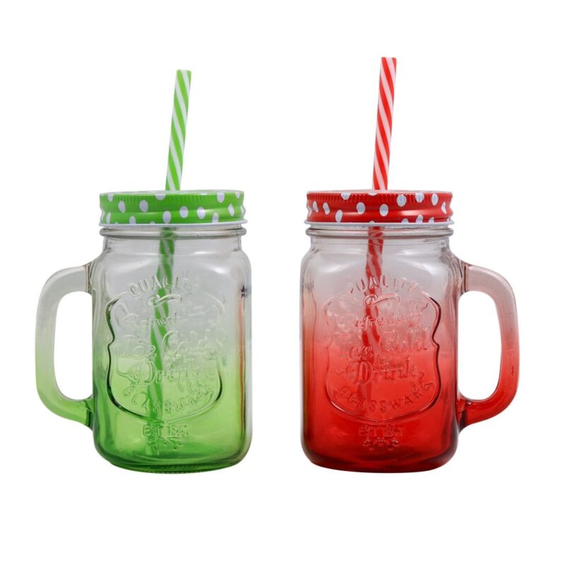 Mason Jar Set 450Ml (Red And Green) - Image 8