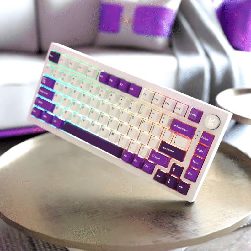 Swarm White Purple Wireless Gaming Keyboard - Image 3