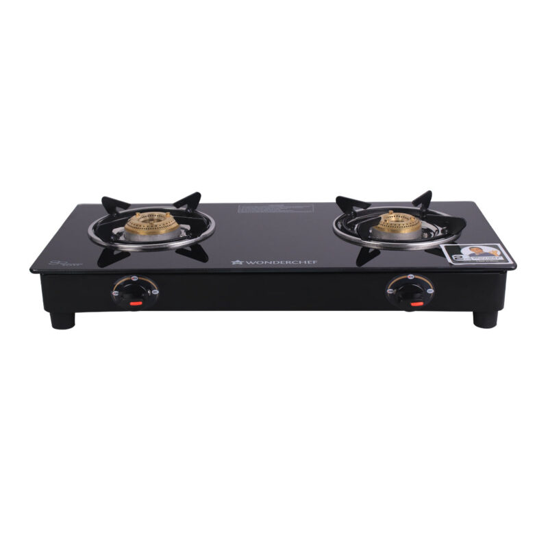 Ruby 2 Burner Glass Cooktop, Black Toughened Glass with 1 Year Warranty, Ergonomic Knobs, Heat-Efficient Brass Burners, Stainless-steel Spill Tray, Manual Ignition - Image 14