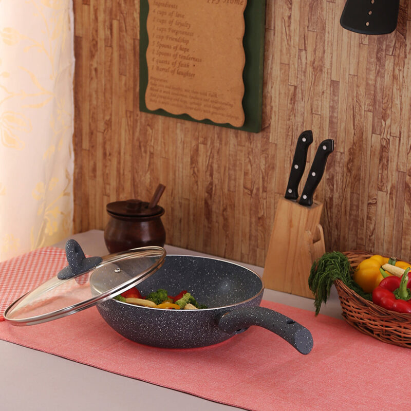 Wonderchef Renewed Granite 26cm Non-Stick Wok (without Lid) | 3.1L | Induction Bottom | Soft-Touch Handles | Virgin Grade Aluminium | 3.5mm Thick | PFOA and Heavy Metals Free - Image 4