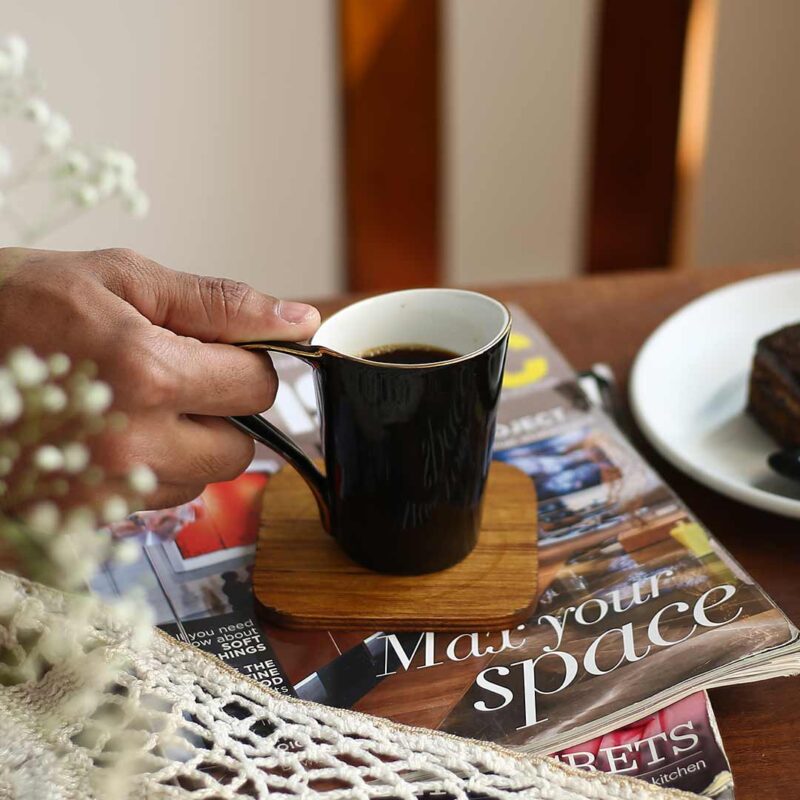 Sicilia Solid Black Mugs 190 ml Set of 2 - Image 3