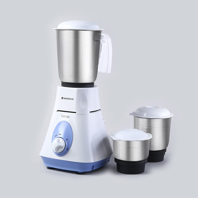 Wonderchef Vietri Mixer Grinder 500W With 3 Stainless Steel Jars (White & Blue) - Image 14