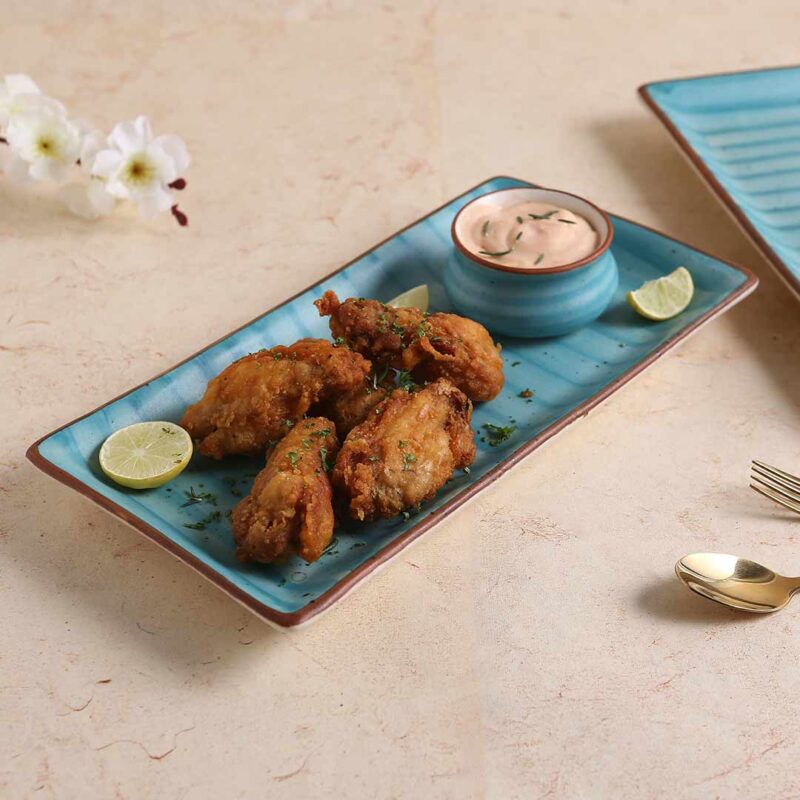 Teramo Stoneware Rectangular Platter 12" x 6" - Blue - Image 5