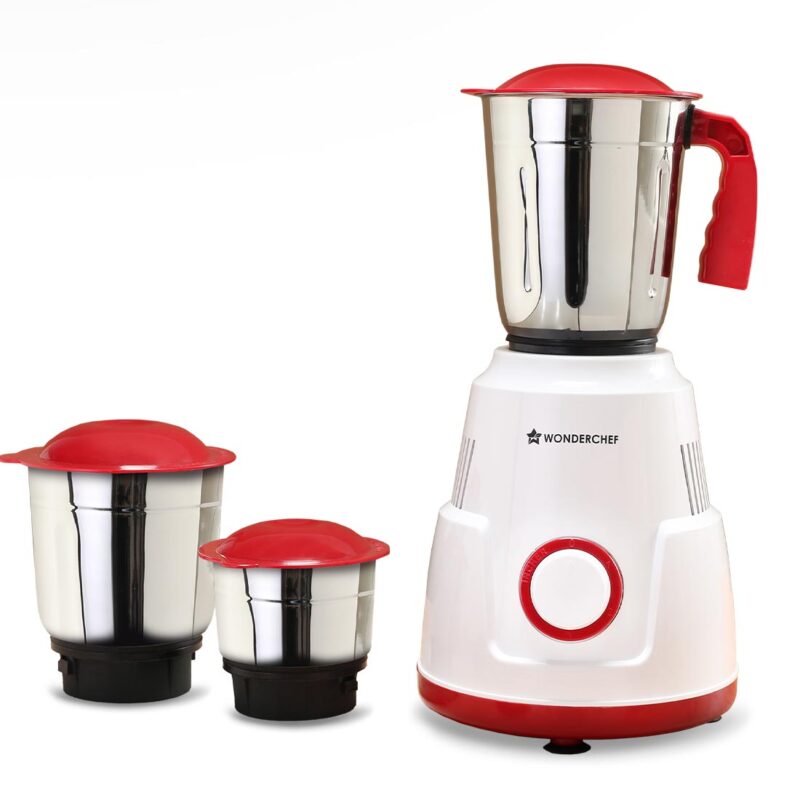 Robo 500 W Mixer Grinder | 3 Stainless Steel Jars for Powerful Blending, Mixing, Grinding | 3-Speed & Pulse Function | Anti-Skid Feet | 5 Years Warranty on Motor | Red & White - Image 5