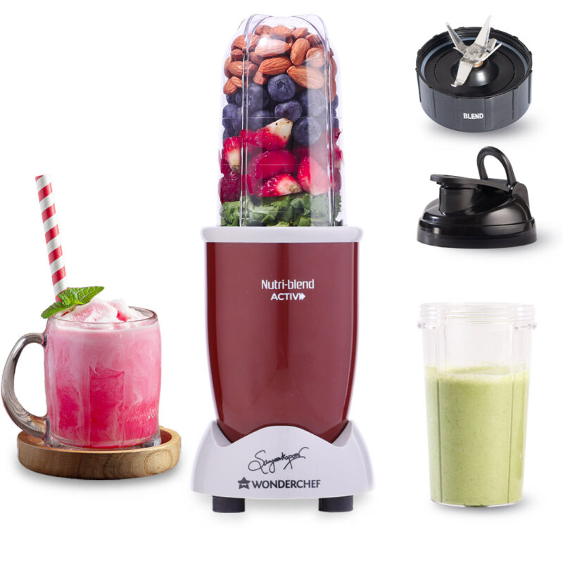 Nutri-blend Activ Mixer Grinder Blender, Smoothie Maker, 500W 22000 RPM 100% Full Copper Motor, 2 Unbreakable BPA Free Jars, SS Blades, 2 Year Warranty, Recipe book by Chef Sanjeev Kapoor, Red - Image 8