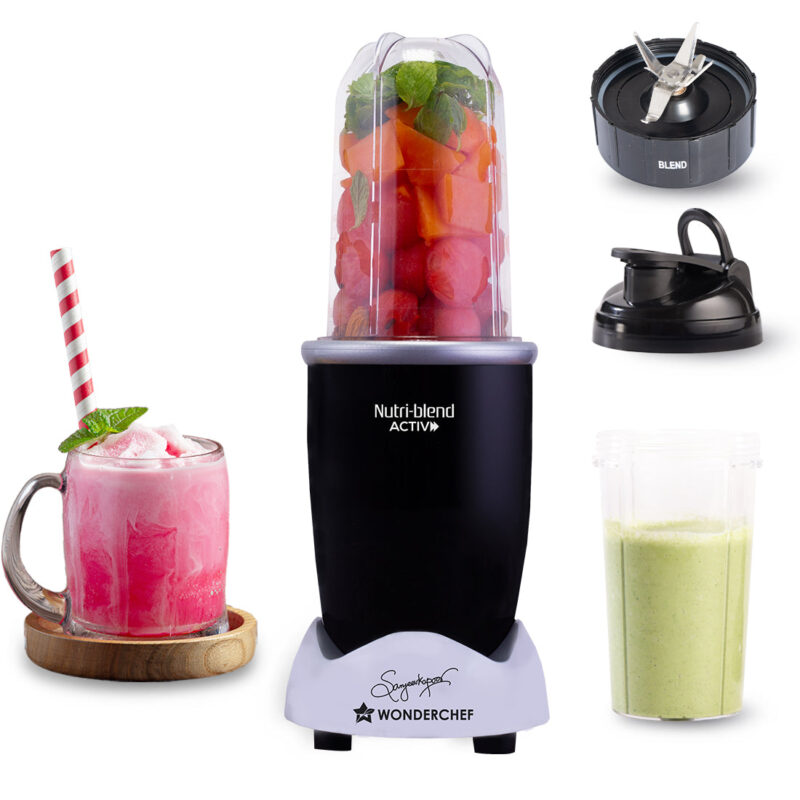 Nutri-blend Activ Mixer Grinder Blender, Smoothie Maker, 500W 22000 RPM 100% Full Copper Motor, 2 Unbreakable BPA Free Jars, SS Blades, 2 Year Warranty, Recipe book by Chef Sanjeev Kapoor, Black - Image 8