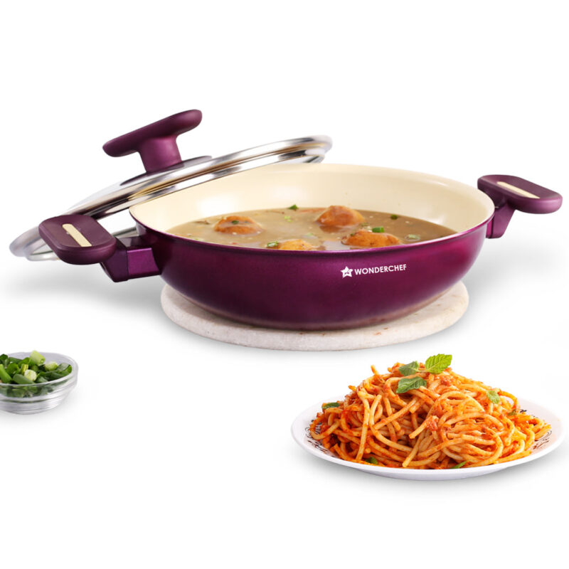 Bellagio Kadhai with Lid | Non-Stick Ceramic Coating | Non-Toxic | Pure Aluminium | PFAS and PFOA Free | 3mm Thickness | Two-Tone Soft-Touch Handles and Knob | Firm Grip | 2 Years Warranty - Image 7