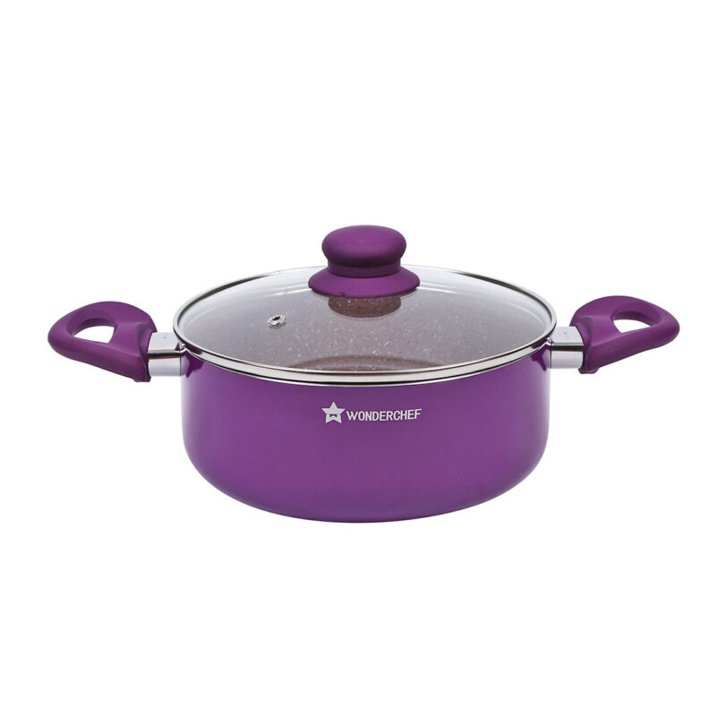 Royal Velvet Non-stick 20 cm Aluminium Casserole with Lid | 2.5 Litres | Purple | 2 Years Warranty - Image 5
