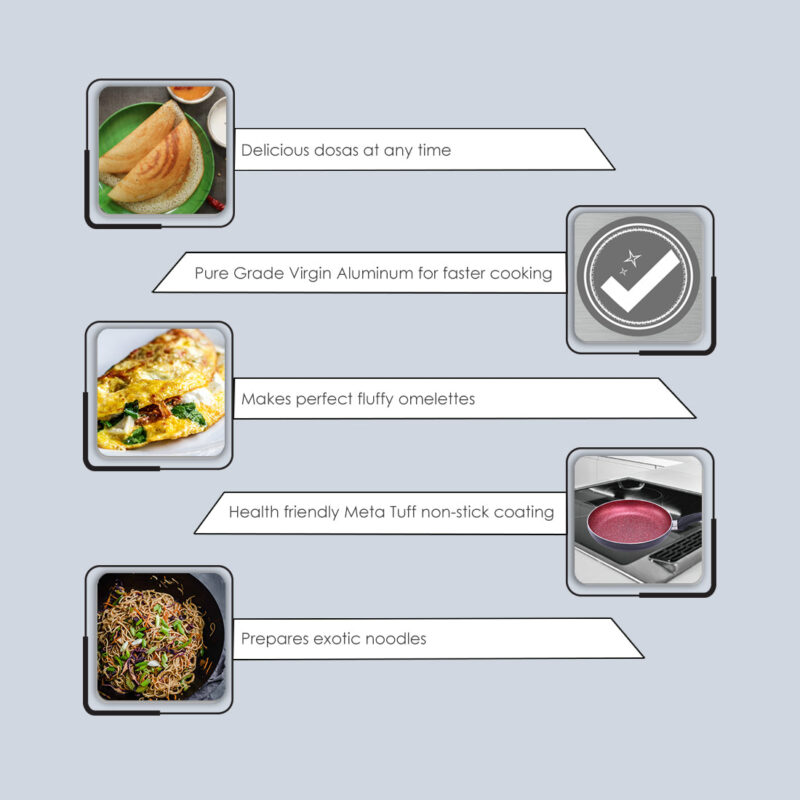 Sigma Non-stick Cookware Set, 4Pc (Kadhai with Lid, Dosa Tawa, Fry Pan), Induction Bottom, Cool Touch Bakelite Handles, Virgin Aluminium, PFOA Free, 2 Years Warranty, Red and Black - Image 9